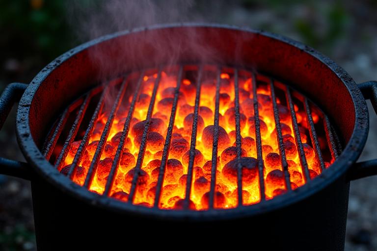 Diagram showing uniform heat distribution in a charcoal grill