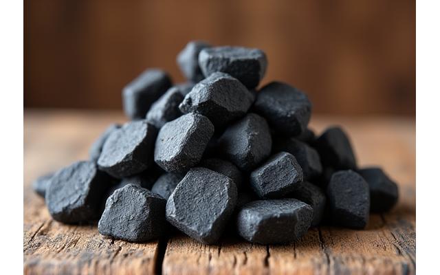 Pile of high-quality lump charcoal for grilling