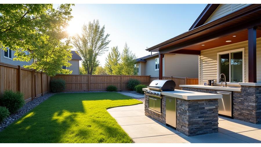 Conceptual image representing increased home value, with a growing bar chart overlaid on an appealing Calgary home backyard.