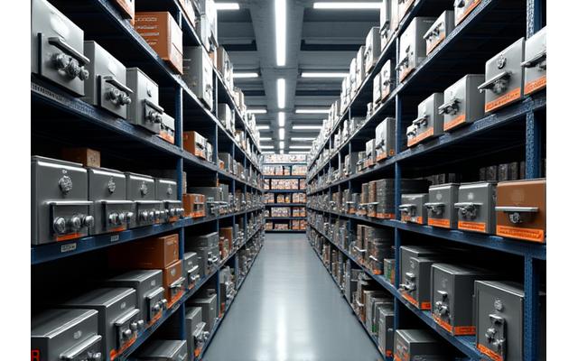 Shelves stocked with various genuine grill parts, organized and clean.