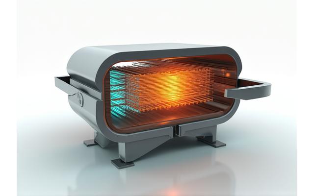 Cross-section diagram highlighting advanced insulation and airflow systems in a high-efficiency grill.