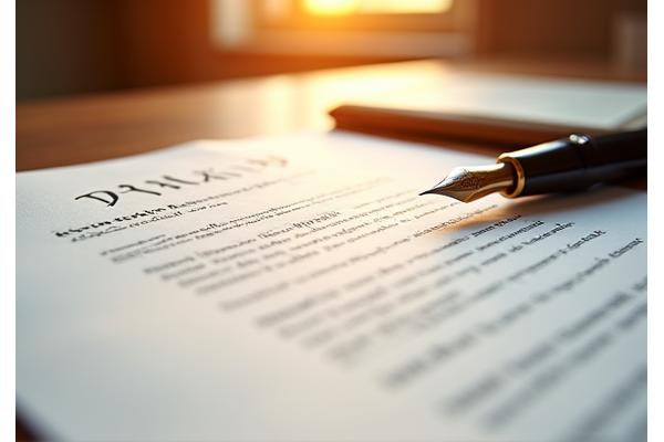 Close-up of a contract document with a pen, symbolizing legal agreement.