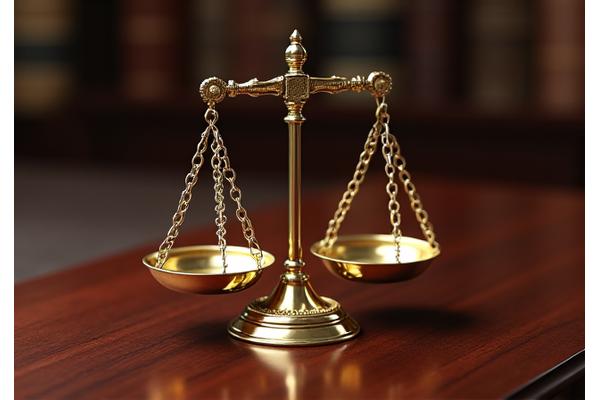 Symbolic image of golden balance scales on a wooden surface, representing fairness and justice.